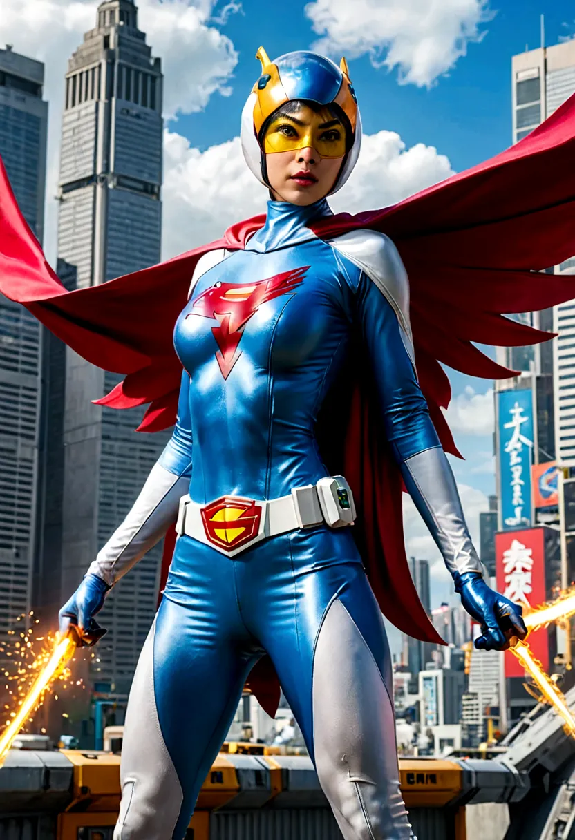 gatchaman, (masked superheroes), iconic heroes, the guardians of earth, science ninja team, (stunning superheroes), (vibrant col...