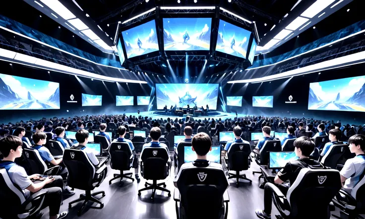 e-sports,Tournament、audience、team、computer、Athlete sitting in a gaming chair、Lots of players、