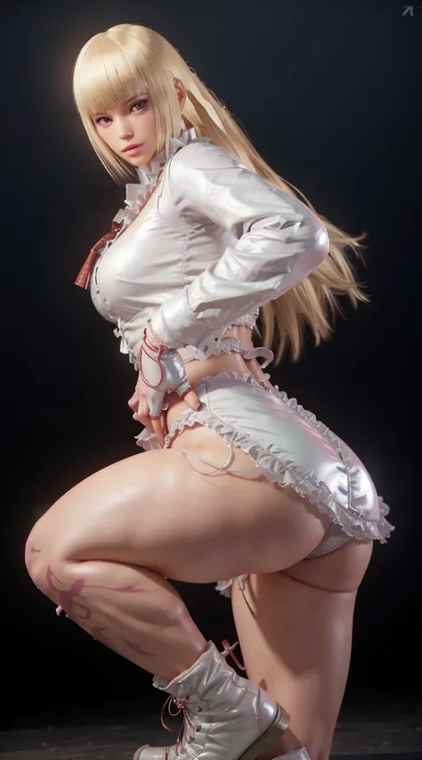 Photo of Anna of Lili from tekken, Nice, squatting, big butt, massive butt, thick thighs, oily skin