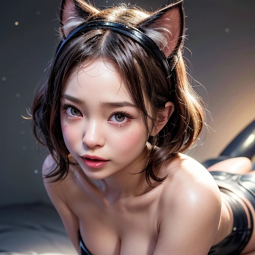 NSFW, 8k, High-level, absurd, masterpiece, best quality, primitive, very detailed CG, very detailed wallpaper, perfect lighting, Extremely detailed (((The personifying " Catwoman " as a Little Girl))), MysticSight, Tyndall effect, Tyndall scattering, Studi...