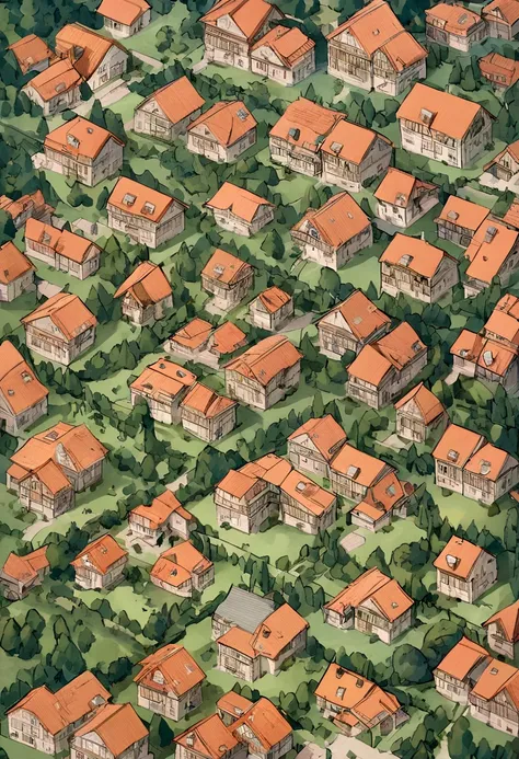 several houses seen from above, imagem de alta qualidade