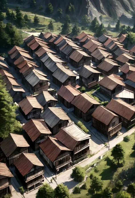 several houses seen from above, imagem realista