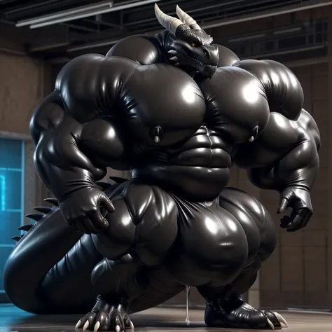 solo, male, , , ,  (hyper pecs:1.2), （long thick thighs:1.5）, standing, indoor,，(，,(,solo,very hyper muscles:1.3)((, Huge bulge：1.3))）（corruption)), black glowing liquid，（((liquid_latex, , rubber:1.2)，,black latex，goo transformation，(gooey)()(l），unreal eng...