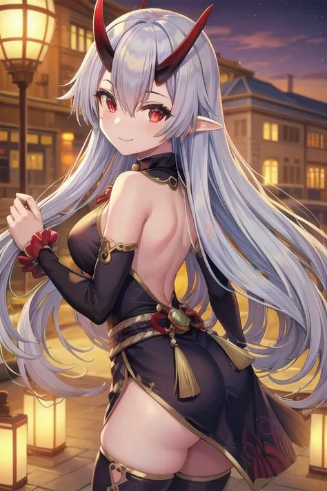 masterpiece, best quality, 1girl, tomoe gozen, torino style, glowing red eyes, smug smile, hair between eyes, silver long hair, ...