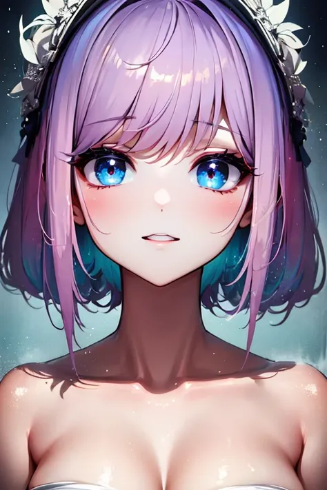 Full body 2:3  making cute faces, goth , Anime girl with delicate charm expresses cuteness. She has deep blue eyes and colored hair. Her appearance radiated charm and grace. Her big eyes show happiness  Close your eyes. Flawless porcelain skin This image i...