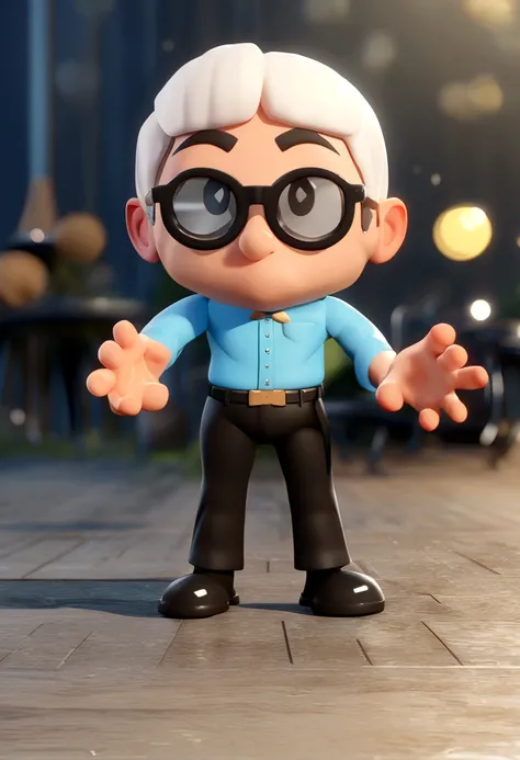 Cartoon character of a man in black glasses and blue shirt, um personagem animado, Caractere estilizado, animation style rendering, 3D estilizado, Arnold Maya rendering, Stylized 3D rendering, toon render screenshot, Personagem 3D, Personagem 3D, Stylized ...