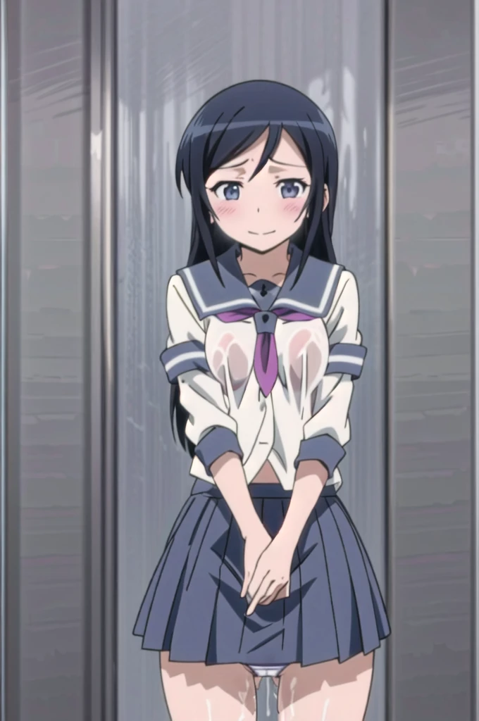 alone, One girl, View Viewer, 2D, anime, anime coloring, Upper Body, (Simple Background, White background:1.3), ayase aragaki, , serafuku, smile，Spread your legs， (((Skirt flip, I can see your panties)))，，(((Skirt flip, I can see your panties)))，,(((Put yo...