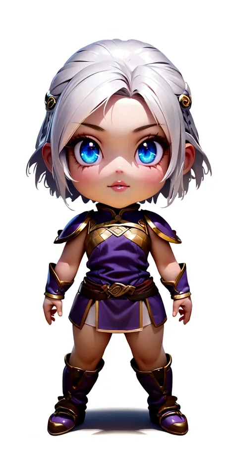 A cartoon girl with white hair, Lu Zhiwan, Dragon warrior, purple outfit,standing in front of a white background,perfect proportioned sexy body,90s anime style,HDR,OLED color,detailed face,beautiful detailed eyes,beautiful detailed lips,extremely detailed ...