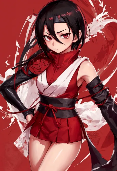 Sarada uchiha, ninja clothes, front view, short clothes, loli