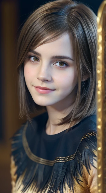 Emma Watson, Beautiful Ukrainian woman face, smiling, extremally photorealistic, (((skin texture:1.3)))