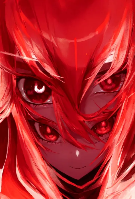 anime, a bright red demon with sharp eyes and black background, olhos vermelhos brilhando, Vermelho brilhante eyes, olhos vermelhos brilhantes, with Vermelho brilhante eyes, with olhos vermelhos brilhantes, emitindo uma aura vermelha maligna, darkness aura...