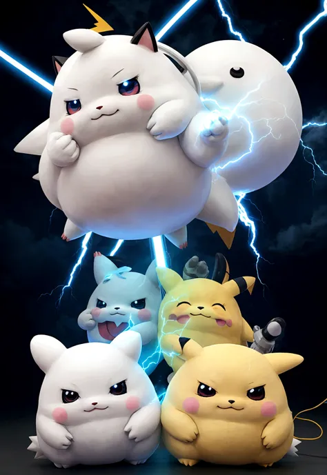 create a mascot inspired by the Pokémon togedemaru with electrified lightning