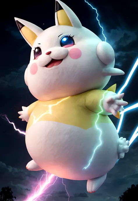 create a mascot inspired by the Pokémon togedemaru with electrified lightning