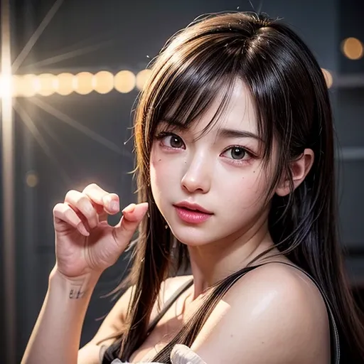 NSFW, 8k, High-level, absurd, masterpiece, best quality, primitive, very detailed CG, very detailed wallpaper, perfect lighting, Extremely detailed (((The personifying " Tifa Lockhart " as a Little Girl))), MysticSight, Tyndall effect, Tyndall scattering, ...