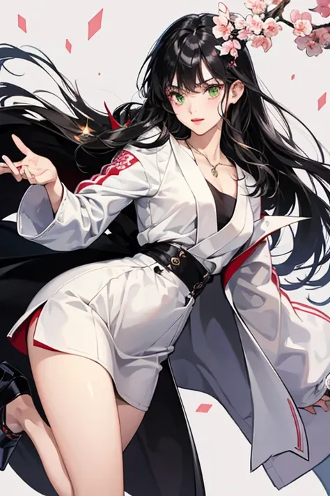 Sakurakotchi resembles a human teenage girl. She has long, black hair which reaches down to her waist with a right parting. She has green eyes, red lips and a pointy nose. She wears a necklace and a black top underneath a white overall-type coat. She also ...