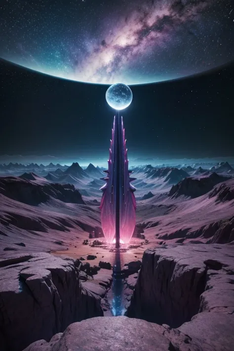 Pschycodelic relistic 3d colorful alien world landscape