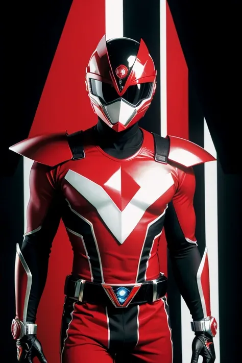 Person Power ranger, collor of traje black and red, man ,  anime arte, dont show face