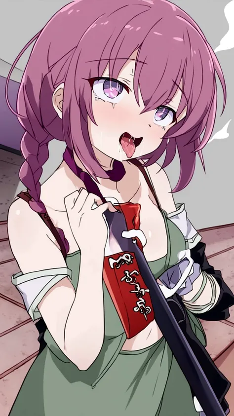  Nude anime, Ahegao, purple hair, braid hairstyle, purple eye, hentai, rock/metal anime chan, ahegao, hentai ahegao