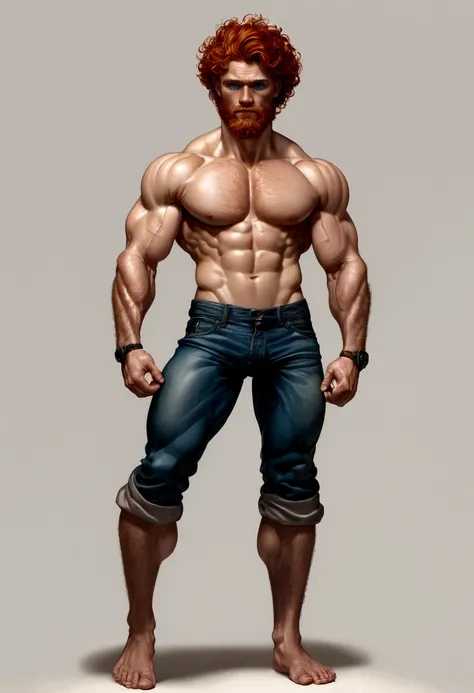 full body, oil painting A young man, white skin, ginger, bearded, hairy body,  thin face, straight nose, thin lips, square chin, large light blue eyes, short red wavy hair, in roberto ferri style, aesthetic slim athletic body, ginger realistic skin, gorgeo...