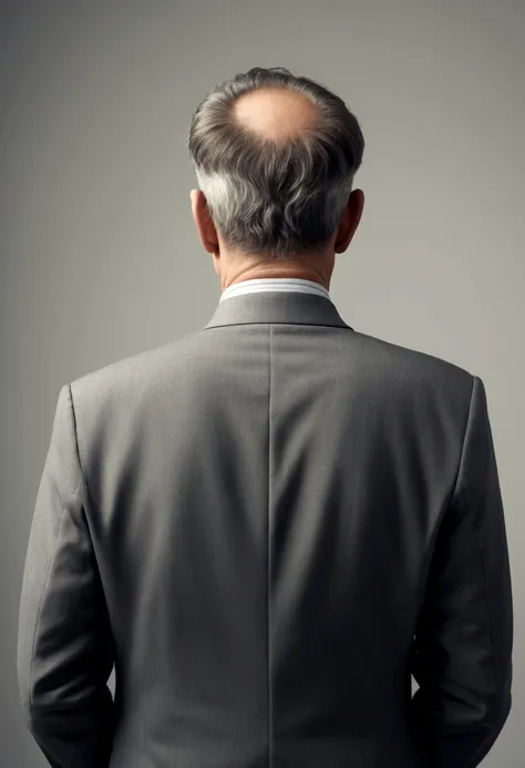 Back view of a sad middle-aged man