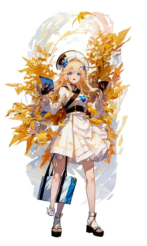 Anime Girl，Character portraits，With long blond hair and blue eyes，Bag in hand, , Maple Story Character Art, 穿着漂亮裙子的可爱Anime Girl, Lolita in a skirt, Ink art anime loli, anime girl named lucy, Little loli girl, From the Azur Lane video game, 长发金发Anime Girl, ...