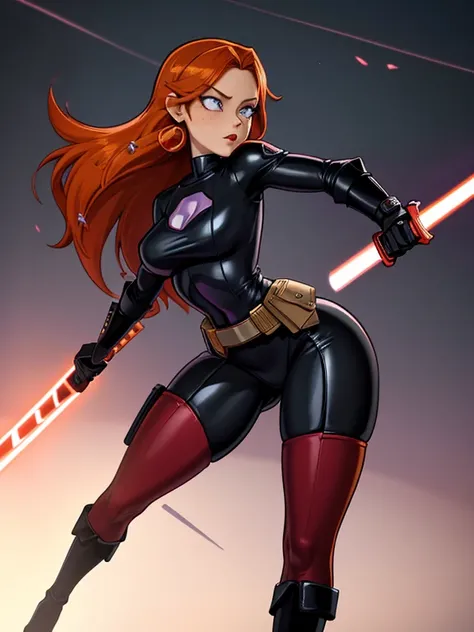 (best quality,8k:1.2,high resolution:1.2), (best quality:1.3),masterpiece, best quality, high res, detailed, (Detailed face:1.2), (Detailed eyes:1.2), (Perfect figure:1.2), CARTOON, ANIME, CARTOON ARTSTYLE, Mara Jade from Star Wars, science fiction, Star W...