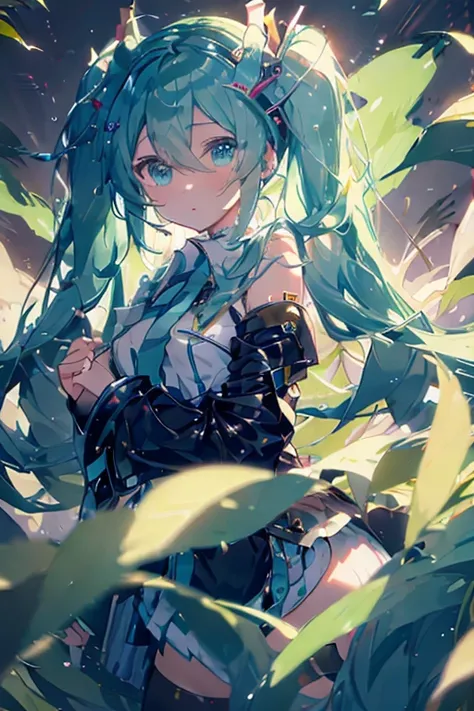 Hatsune miku, close up de cara, enojada, sonrojada, exclamando