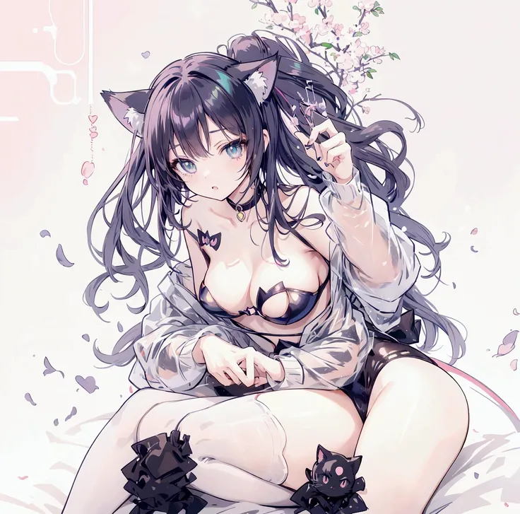 anime girl with cat ears and a black top, anime Catwoman, cute anime Catwoman, anime girl with cat ears, beautiful anime Catwoman, attractive Catwoman, Anime cat, very beautiful anime Catwoman, Catwoman, Anime style, Anime art style, Catwoman, girl with ca...