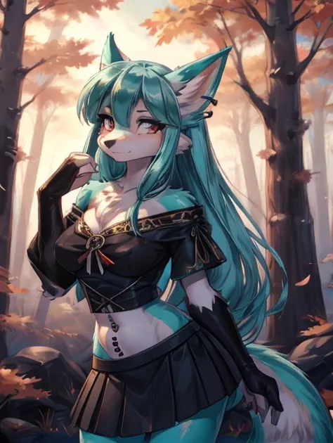  Chica anime, anime style, cute hatsune miku x suicune, shy girl , Orejas de Kitsune, arte de dark natasha, autum forest landscape, arte de vixen aztra, cuerpo completo, patas hermosas, cintura delgada, caderas amplias, piernas torneadas, hermosa, foto de ...