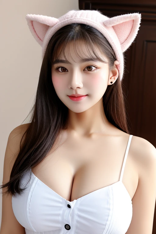 Chest G cup，Facial skin smooth and tender（Childlike face）Nine grids， aafed image of woman wearing blouse and cat ear hat，Nine consecutive shotsTaiwanese girl 18 years old baby face big breasts photo taking action