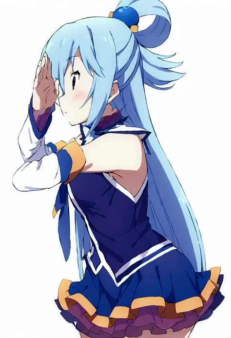 aqua konosuba, white background, cute pose