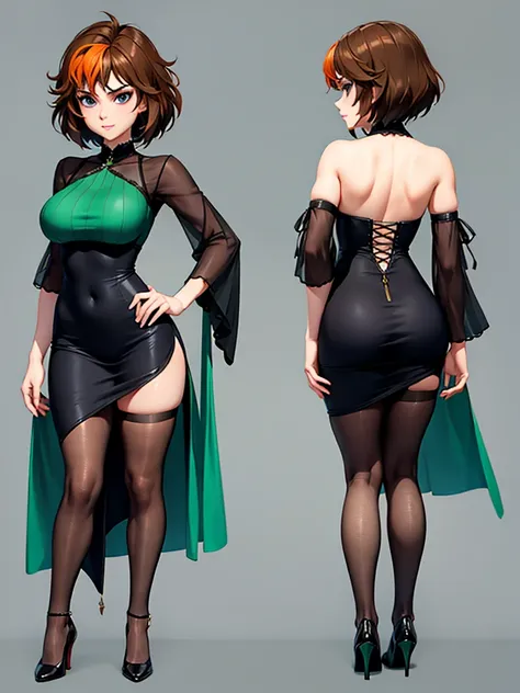 merula, full body, thighs, high heels, solo , medium tits, sexy tight dress, back view