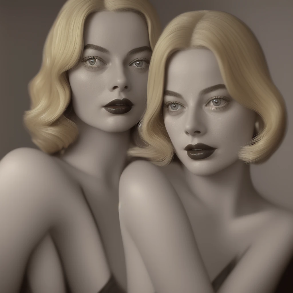 1930s American blonde woman, Looks like Margot Robbie, noir movie, realistic expression, portrait