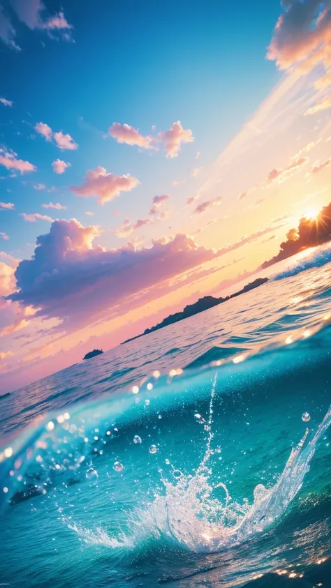 Official Art，8k wallpaper，colorful，Energetic，Details，Photography，Details，real，Summer Dream，Crystal clear water droplets，Dreamy lighting effects