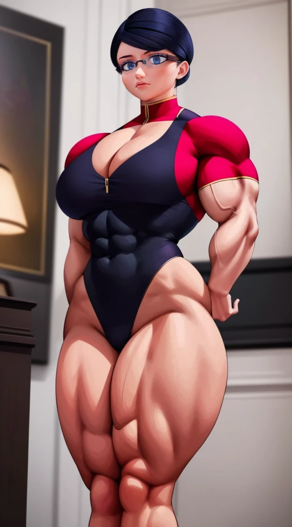 a muscular female bodybuilder in office suit, detailed face, beautiful detailed eyes, beautiful detailed lips, extremely detailed face and muscles, long eyelashes, strong muscles bulging through suit, dynamic pose, professional studio lighting, hyperrealis...