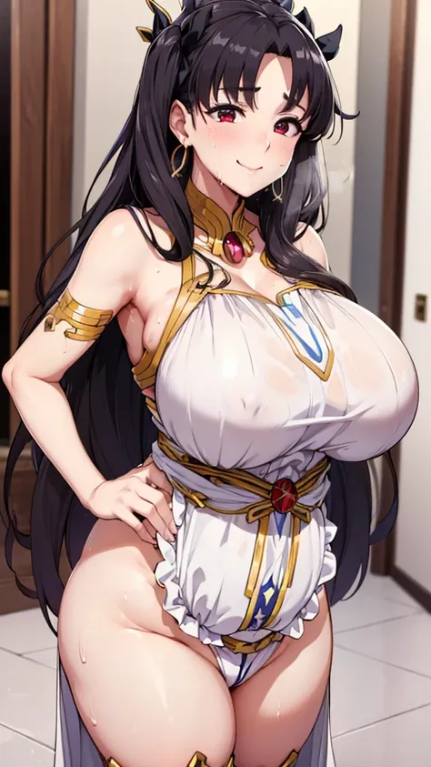 (Mature Woman:1.5), (mother:1.5), Ishtar, Fate Grand Order, (Absurd, 8k, 4K, Tabletop, Extremely detailed:1.2), highest quality, Perfect Anatomy,Perfect Face,Look forward,High humidity, (alone:1.2), (Sweaty:1.3), (Chubby:1.3), shortness of breath, High hum...