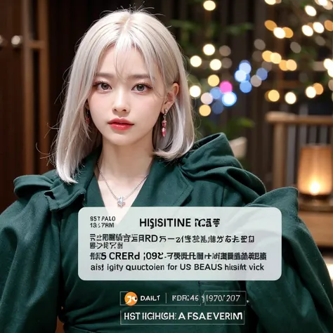 (Tabletop, highest quality:1.5), night, Dark Theme, (Platinum Hair, Upper Body, View Viewer, Dark Green Dress:1.3), Candid pose, Earrings, necklace, (Violet, Gardenias, Delicate girl, 8k, 85mm Portrait, Official Art, RAW Photos, Absurd, Short sleeve, Cinch...