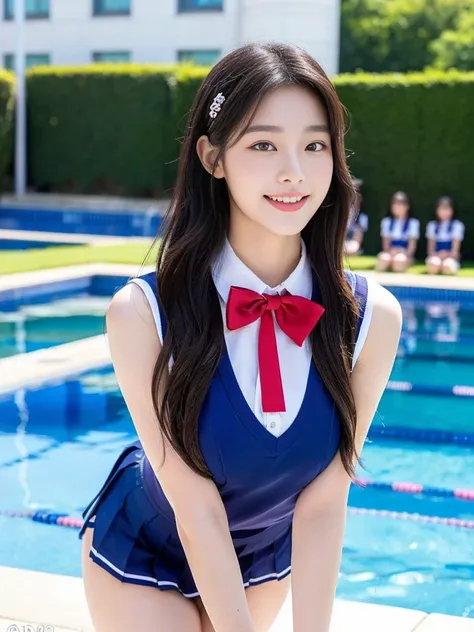 (Super cute Korean gal high school girl takes a photo with two close friends from her class 1.2)(To laugh out loud:1.2)(Beautiful Sweat:1.1)(16k, RAW Photos, highest quality, masterpiece: 1.2),(Mr.々Beautiful blonde with a stylish hairstyle:1.2) Super detai...