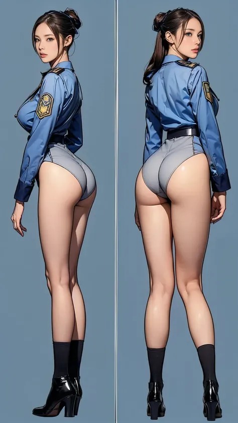 ((masterpiece)),(((highest quality))),((Reference Sheet, Character Design, front, return, ~ ~ ~ side, Mr...々Hairstyle, Mr...々performance, Facial Expressions)), 14-year-old girl, Cute type, (Very slim:1.4), (Very small ass:1.4), Realistic buttocks, (Big Bre...