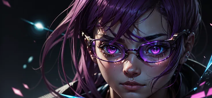 (anime looking man purple hair punk) (purple round glasses color crystal purple)(magic pink) (pink aura lenses)
(Neon scar pink)(Masculine)
(Cyberpunk)