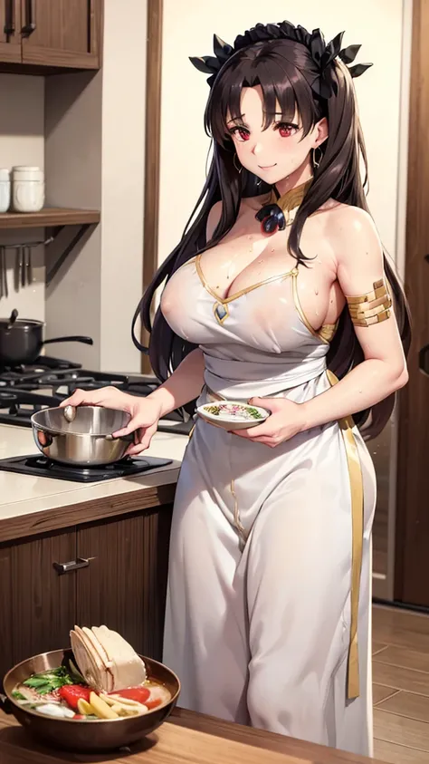 (Mature Woman:1.5), (mother:1.5), Ishtar, Fate Grand Order, (Absurd, 8k, 4K, Tabletop, Extremely detailed:1.2), highest quality, Perfect Anatomy,Perfect Face, High humidity, (alone:1.2), (Sweaty:1.3), shortness of breath, High humidity, humid, (Black Hair:...