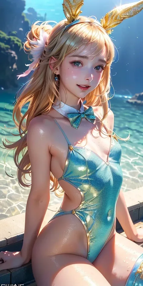 masterpiece, best quality, extremely detailed CG unity 8k wallpaper,((Upper Body)) ,((Upper Body head close-up shot of a beautiful little girl)), , Elegant Long straight blonde hair, (Mckenna Grace), ((flat chest,thighs,)), (sliver-blue) golden (Glittering...