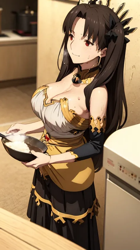 (Mature Woman:1.5), (mother:1.5), Ishtar, Fate Grand Order, (Absurd, 8k, 4K, Tabletop, Extremely detailed:1.2), highest quality, Perfect Anatomy,Perfect Face, High humidity, (alone:1.2), (Sweaty:1.3), shortness of breath, High humidity, humid, (Black Hair:...