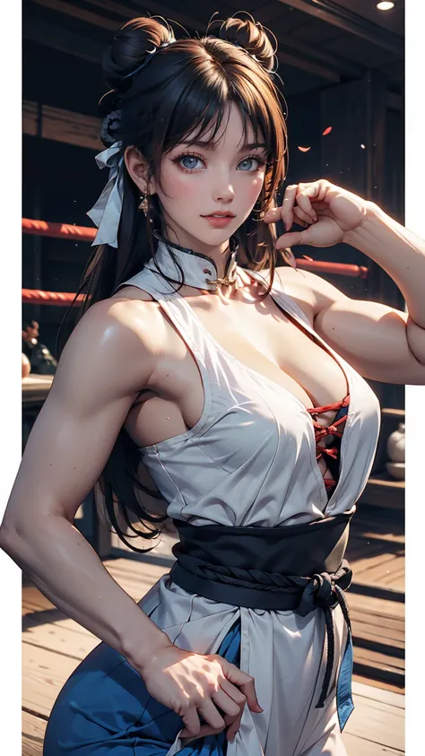 Chun-Li from Virtua Fighter、Sexy proportions、Beauty、Bun Hair、Kempo kata poses