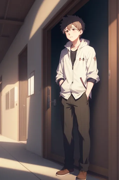 Create a poignant 4K artwork of an anime boy reminiscing about lost love