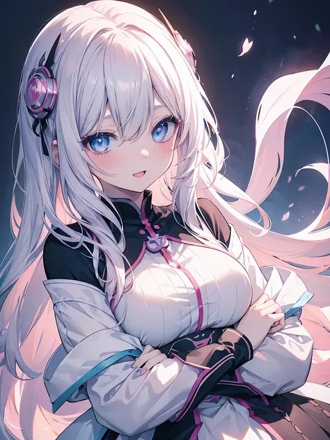 2 anime girl hug each other: 1 with blue eyes and white hair, 1 with pink eyes and pink hair, beautiful anime girls, zerochan art, digital art on pixiv, guweiz on pixiv artstation, nightcore, pixiv, anime girls, trending on artstation pixiv, beautiful anim...