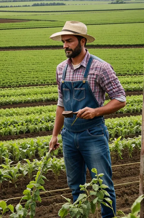 Farmer working in his field