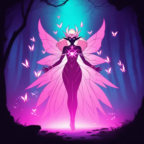 A beautiful elf queen，Standing in an ancient forest，Casting powerful magic，Surrounded by glowing butterflies，Ilya Kuvshinov style，dream，mystery，Concept Art