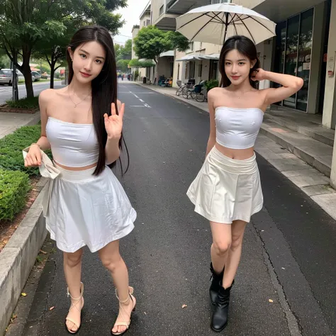 (cotton spaghetti-strap top), (the summer wedding dress short), (a girl pretty girl with perfect figure), (strapless flare dress to the knees), (strapless dress), (32K,1 20-year-old girl, The light from the rear window is backlit, Ray traching), (full body...