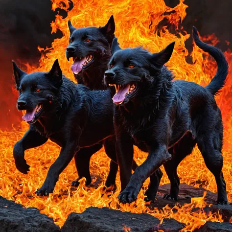 cerberus, hell, fire